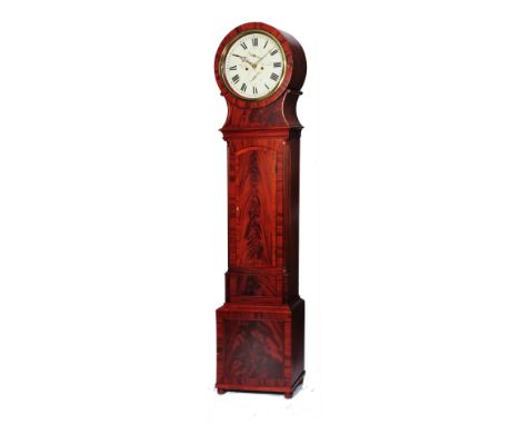 A 19TH CENTURY SCOTTISH MAHOGANY 8 DAY LONGCASE CLOCK the 13" diameter painted Roman dial signed Bond, Cupar, with subsidiary