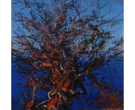 MARTIN COLLINS mixed media on paper - semi-abstract, entitled verso 'Dawn Light, Tree and Ocean', signed and dated verso 2009
