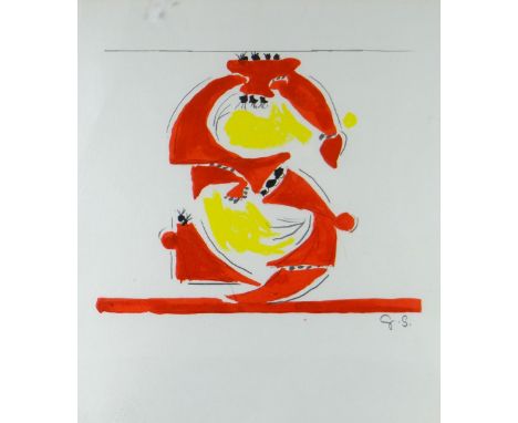 GRAHAM SUTHERLAND four colour offset limited edition (228/5000) lithograph - the letter 'S' for the 'L'Alfabeto di Bolaffiart