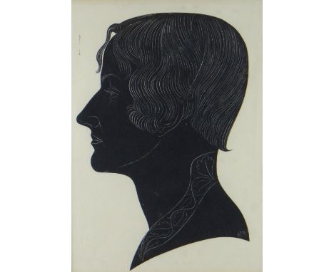 ERIC GILL engraving on Batchelor handmade paper (34/80 1924) - profile portrait of 'Emily', limited edition certificate 1971,