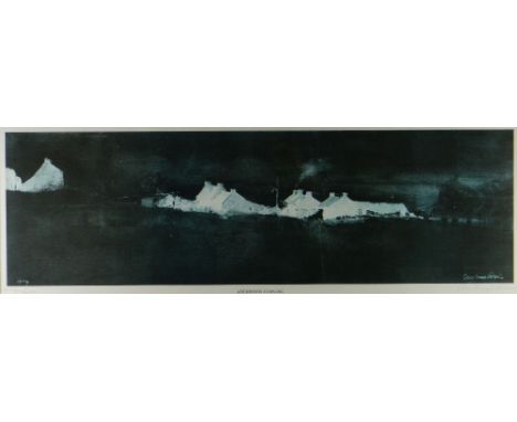 JOHN KNAPP-FISHER limited edition (462/1000) print - cottages entitled 'Abereiddy Evening', signed and dated 1974, 20 x 62cms