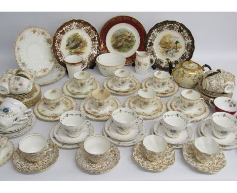 Collection of ceramics includes Palissy, teapot, part tea sets, Argyle, 22kt gold plate designed etc