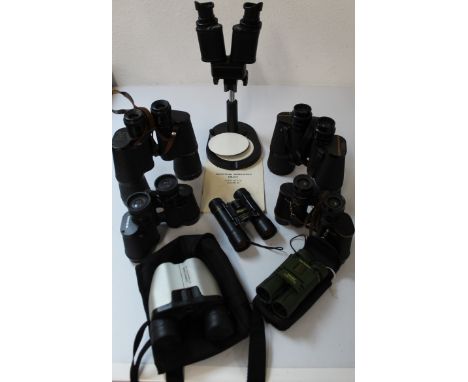 Selection of binoculars:-&nbsp; binocular microscope EM 51-2, Bressler binoculars, Super Lumina 8 x 32, Made in USSR 6NB1 7 x