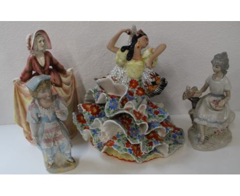 &nbsp;4 ceramic ladies includes flamenco dancer, Sango girl with flowers etc