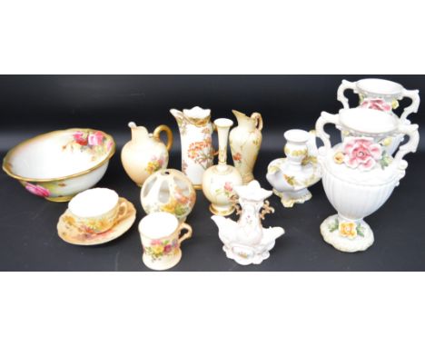 Selection of Worcester blush ivory (some af) &amp; 3 pieces of Capodimonte porcelain