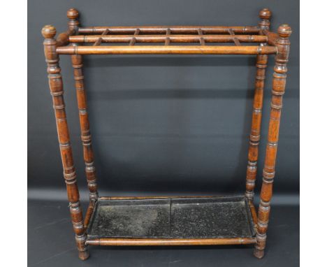 Victorian ring turned stick stand 60cm W x 26cm D x 76cm H