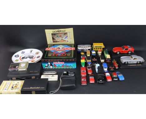 Monopoly 1935 commemorative edition, playing cards, Mah Jong set, 2 The British Military Train collectors plates, Fujifilm Fi