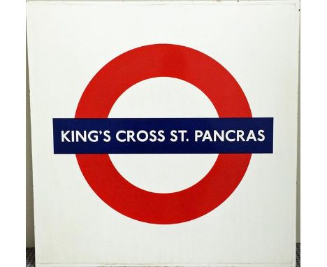 London Underground ENAMEL STATION SIGN for King's Cross St Pancras, the biggest interchange station on the system, serving 6 