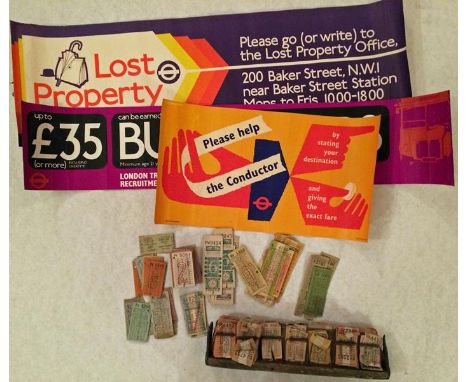 London Transport EPHEMERA comprising 3 small bus POSTERS including a 1962 Galbraith 'Please help the conductor', a 14-positio
