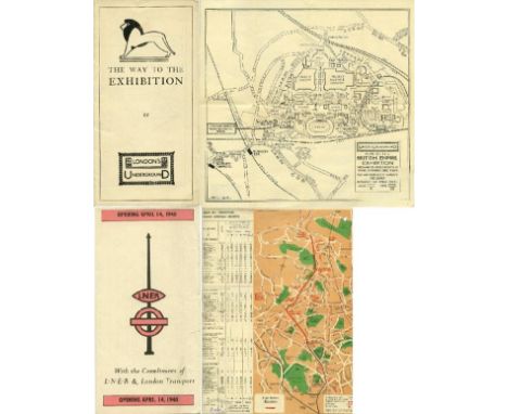 London Underground items comprising 1924 fold-out LEAFLET 'The Way to the Exhibition' with plan of British Empire Exhibition 