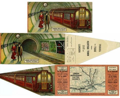 London Underground Electric Railways 1907 advertising CARD with MAP, one of a series featuring different stations, in this ca