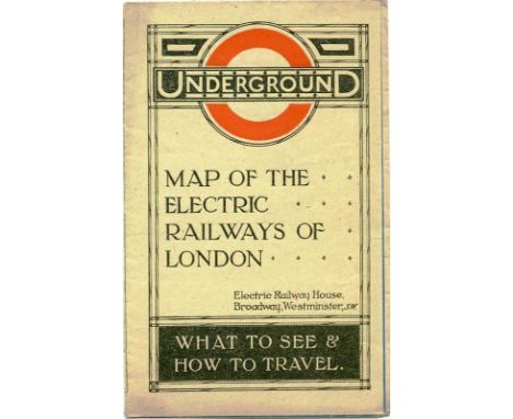 1919 London Underground MAP OF THE ELECTRIC RAILWAYS OF LONDON 'What to See & How to Travel' with print-code 395-500M-2-10-19