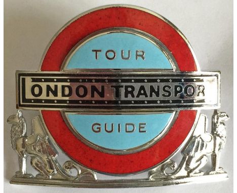 London Transport CAP BADGE "TOUR GUIDE" issued in the mid-1960s onwards to those bus inspectors who qualified as guides on th