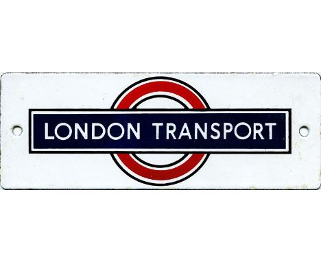 London Transport 1940/50s enamel bus stop timetable panel HEADER PLATE. This is the early post-WW2 design featuring the updat