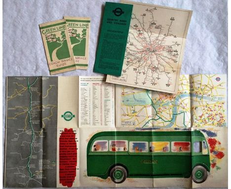 Collection of Green Line Coaches EPHEMERA comprising two copies of the first edition of the COACH SERVICE GUIDE dated 27.4.31