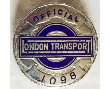 London Transport Central Buses OFFICIAL'S PLATE wth serial no 1098 as issued for id purposes to senior officials who might of