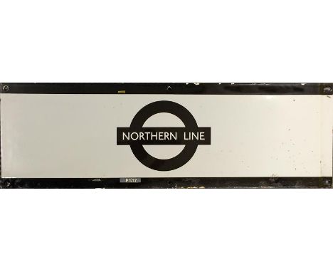 London Underground 1950s/60s ENAMEL FRIEZE PLATE for the Northern Line with the line name on the bar of a traditional LT bull