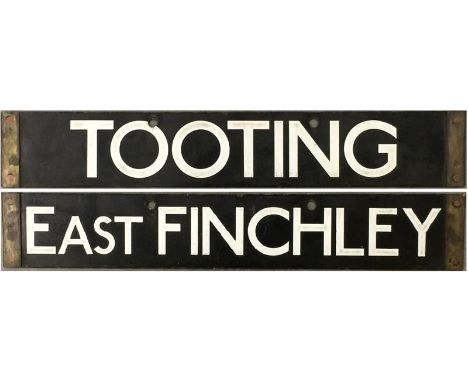 London Underground 1938 Tube Stock enamel DESTINATION PLATE for East Finchley & Tooting on the Northern Line. Double-sided. I