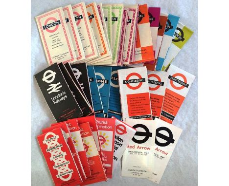 Quantity of London Transport road and rail POCKET MAPS comprising the 'London'/'London's Railways' series 1956-1975, the 'Wel
