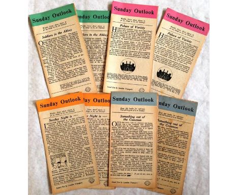 WW2 London Transport 'Sunday Outlook' LEAFLETS, a weekly series issued when the authorities wished to boost wartime morale by