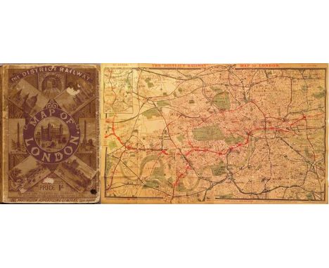 c1898 District Railway MAP OF LONDON, 6th edition (first issue thereof) with Putney Bridge & Wimbledon section inset, the fir