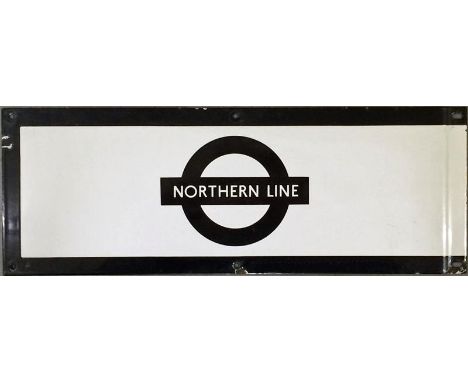 London Underground 1950s/60s ENAMEL FRIEZE PLATE for the Northern Line with the line name on the bar of a traditional LT bull