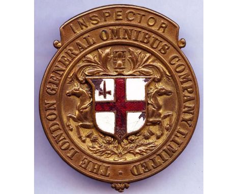 London General Omnibus Company Limited Inspector's CAP BADGE from the horse-bus era, c1890s, and designed to fit a bowler hat