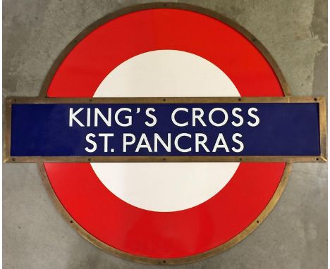 London Underground ENAMEL ROUNDEL SIGN from King's Cross St Pancras Station. This is a medium-size sign measuring 51" (131cm)