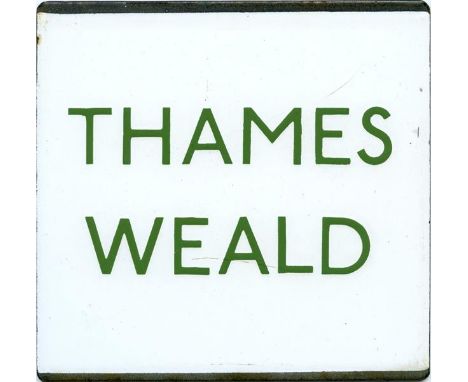 London Transport enamel bus stop E-PLATE for 'Thames Weald'. This independent operator (Dr Nesbitt Heffernan) was mainly know