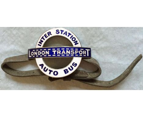 London Transport ENAMEL ARMBAND PLATE 'Interstation Autobus' as worn by the conductors on the bus service linking the main-li