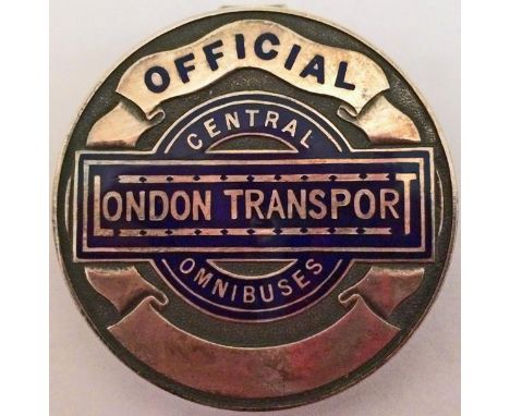 1930s London Transport 'Central Omnibuses' enamel OFFICIAL'S PLATE as issued to senior, plain-clothes officials. An exception