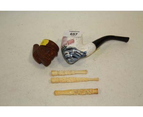 A COLLECTION OF VINTAGE PIPES ETC