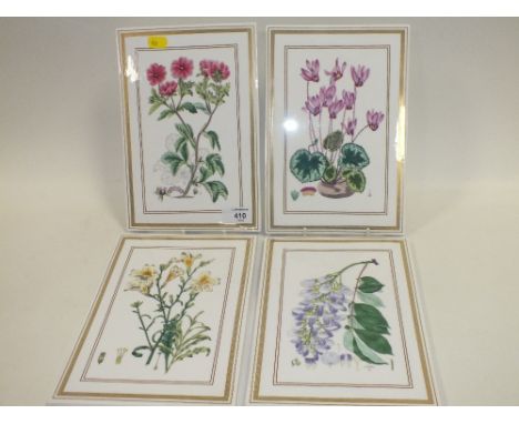 A SET OF FOUR ROYAL WORCESTER BOTANICAL STUDIES TILES