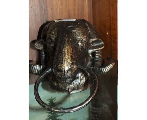 ***A MODERN CAST METAL RAMS HEAD DOOR KNOCKER