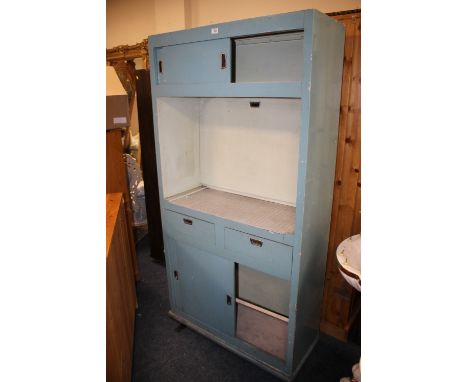 A VINTAGE PAINTED KITCHEN CABINET - W 93 CM A/F