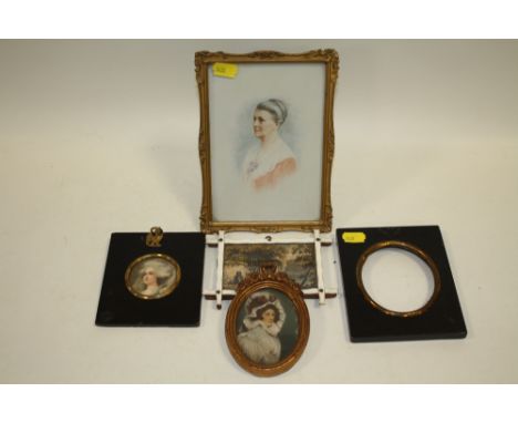 A BAG OF PORTRAIT MINIATURES ETC