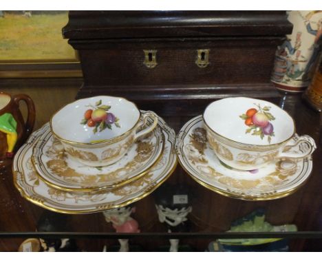 TWO SIGNED SPODE GOLDEN VALLEY TRIOS
