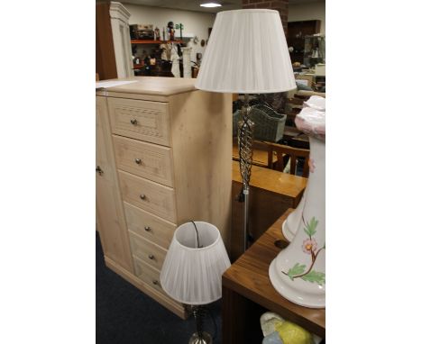 A MODERN LAMP STANDARD AND A TABLE LAMP (2)