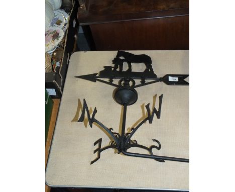 ***A MODERN CAST METAL HORSE TOPPED WEATHER VANE