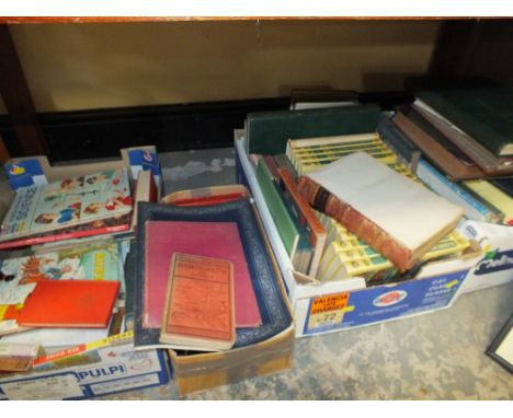 FOUR TRAYS OF ASSORTED BOOKS TO INCLUDE WARD LOCK &amp; CO GUIDE BOOKS ETC.