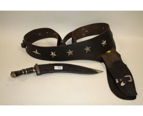 AN AMERICAN STYLE AMMUNITION BELT TOGETHER WITH A KNIFE