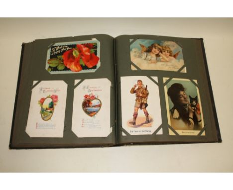 AN ALBUM OF VINTAGE AND ANTIQUE POST CARDS