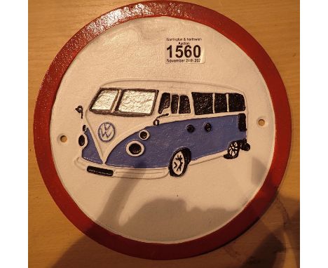 Volkswagen campervan wall sign, D: 25 cm. P&amp;P Group 1 (£14+VAT for the first lot and £1+VAT for subsequent lots) 