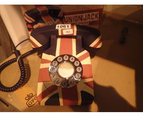 Union Jack, retro push button telephone replica of the 1970s classic, compatible with modern telephone banking and any standa