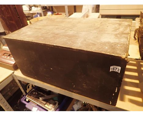 Vintage wooden storage box with brass handles. Not available for in-house P&amp;P, contact Paul O'Hea at Mailboxes on 01925 6