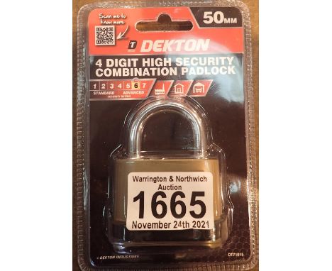 New four digit combination padlock. P&amp;P Group 1 (£14+VAT for the first lot and £1+VAT for subsequent lots) 