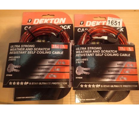 Two new cable bike locks. P&amp;P Group 1 (£14+VAT for the first lot and £1+VAT for subsequent lots) 