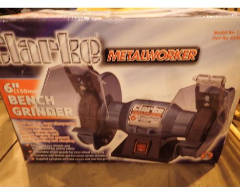 Boxed Clarke metal worker 6 inch bench grinder. Not available for in-house P&amp;P, contact Paul O'Hea at Mailboxes on 01925 