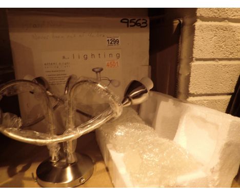 New old stock boxed chrome three arm ceiling mounted light fitting. Not available for in-house P&amp;P, contact Paul O'Hea at