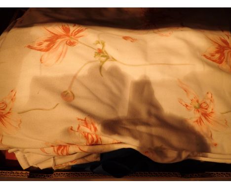 Box of mixed vintage fabric curtains and bedding. Not available for in-house P&amp;P, contact Paul O'Hea at Mailboxes on 0192